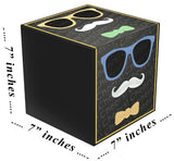 Gift Box, Kati Mustache ,7x7x7", comes flat & pops up in seconds
