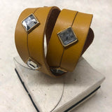 Leather Cuff Bracelet for Women. Yellow, Genuine Leather, Pompei