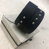 Leather Cuff Bracelet for Women. Black  Genuine Leather, Positano