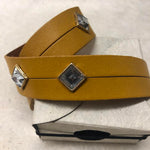 Leather Cuff Bracelet for Women. Yellow, Genuine Leather, Pompei