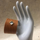 Leather Cuff Bracelet for Women. Tan,  Genuine Leather, Verona