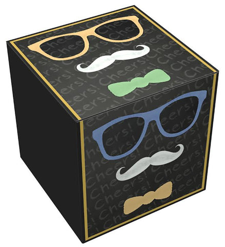 Gift Box, Kati Mustache ,7x7x7", comes flat & pops up in seconds