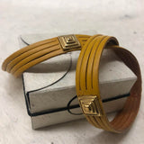 Leather Cuff Bracelet for Women. Yellow, Genuine Leather, Sienna