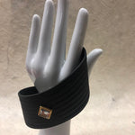 Leather Cuff Bracelet for Women. Black, Genuine Leather, Verona