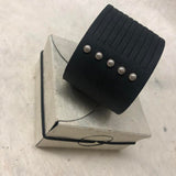 Leather Cuff Bracelet for Women. Black  Genuine Leather, Vendome