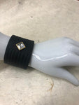 Leather Cuff Bracelet for Women. Black, Genuine Leather, Verona