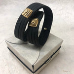 Leather Cuff Bracelet for Women. Black  Genuine Leather, Sienna