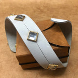 Leather Bracelet,  for Women, White, Genuine Leather, Pompei