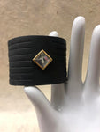Leather Cuff Bracelet for Women. Black, Genuine Leather, Verona