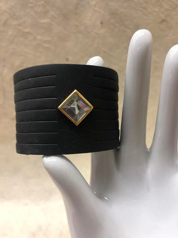 Leather Cuff Bracelet for Women. Black, Genuine Leather, Verona