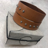 Leather Cuff Bracelet for Women. Tan,  Genuine Leather, Positano