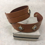 Leather Cuff Bracelet for Women. Tan,  Genuine Leather, Pompei