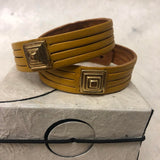 Leather Cuff Bracelet for Women. Yellow, Genuine Leather, Sienna