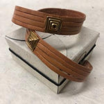 Leather Cuff Bracelet for Women. Tan,  Genuine Leather, Sienna