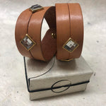 Leather Cuff Bracelet for Women. Tan,  Genuine Leather, Pompei