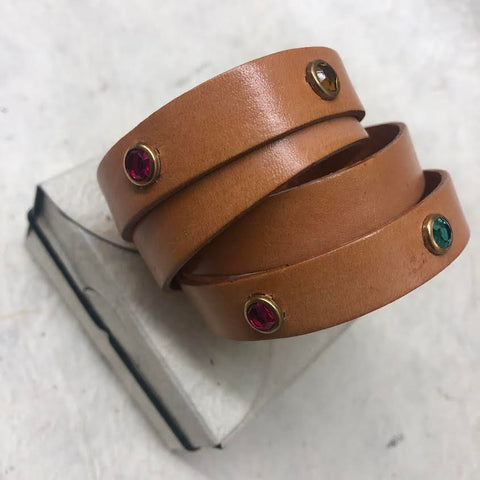 Leather Cuff Bracelet for Women. Tan,  Genuine Leather, Portofino