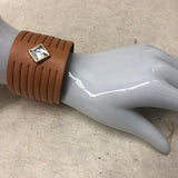 Leather Cuff Bracelet for Women. Tan,  Genuine Leather, Verona