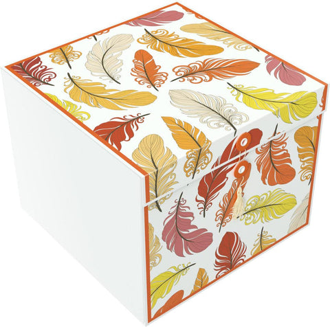 Gift Box, Rita, Feathers ,10x10x8", comes flat & pops up in seconds