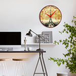 Wall Clock , Paris Eiffel, 10” Round, Astra Collection, Silent Non Ticking