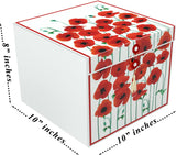Gift Box, Rita Red Poppies, 10x10x8", comes flat & pops up in seconds