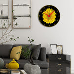 Wall Clock , Sunflower, 10” Round, Astra Collection, Silent Non Ticking