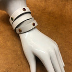 Leather Bracelet,  for Women, White, Genuine Leather, Portofino