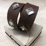 Leather Cuff Bracelet for Women. Brown,  Genuine Leather, Pompei