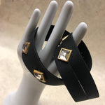 Leather Cuff Bracelet for Women. Black  Genuine Leather, Pompei