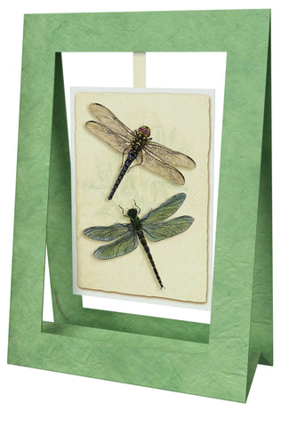 2 Dragonflies, Mini Swing Elegant Blank Greeting Cards