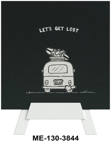 Mini Easel,Let's Get Lost, Blank  Greeting Cards Artwork For All Occasions
